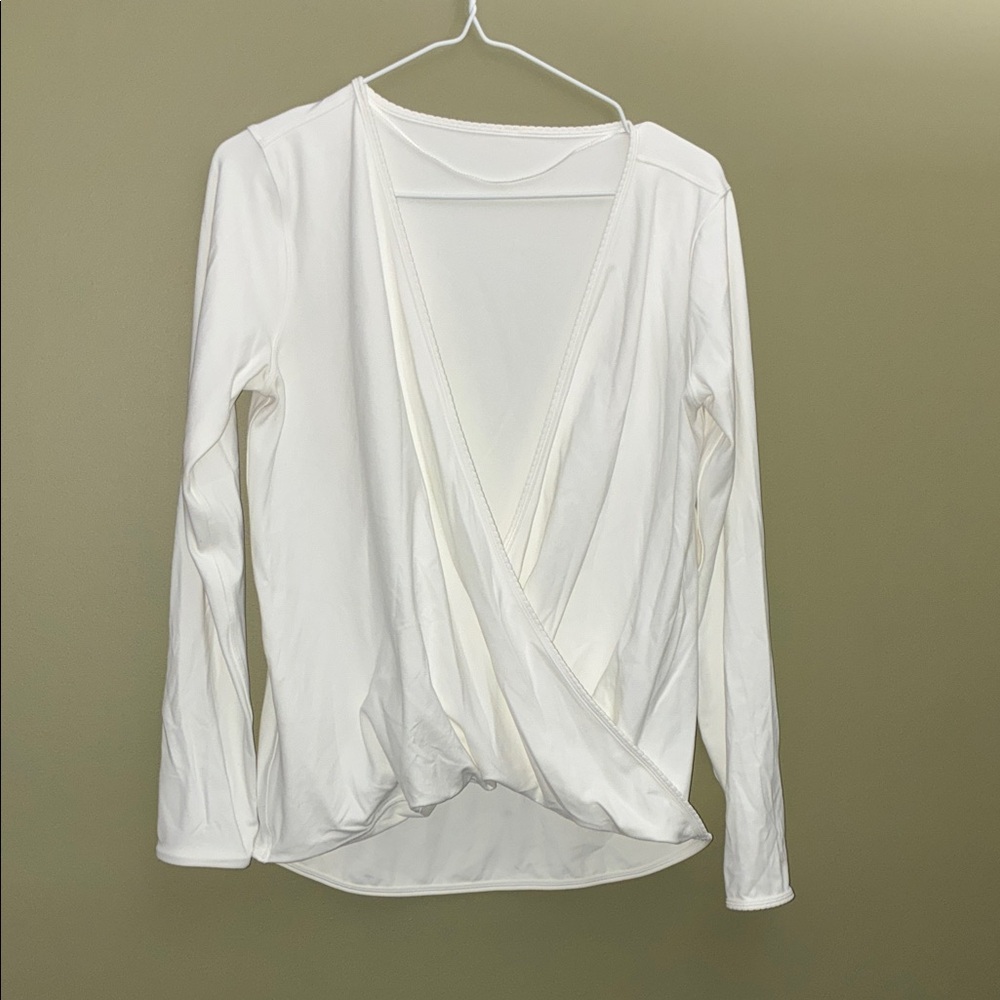 Lululemon Athletica White Wrap Style Long Sleeve Shirt with a Few Minor Marks